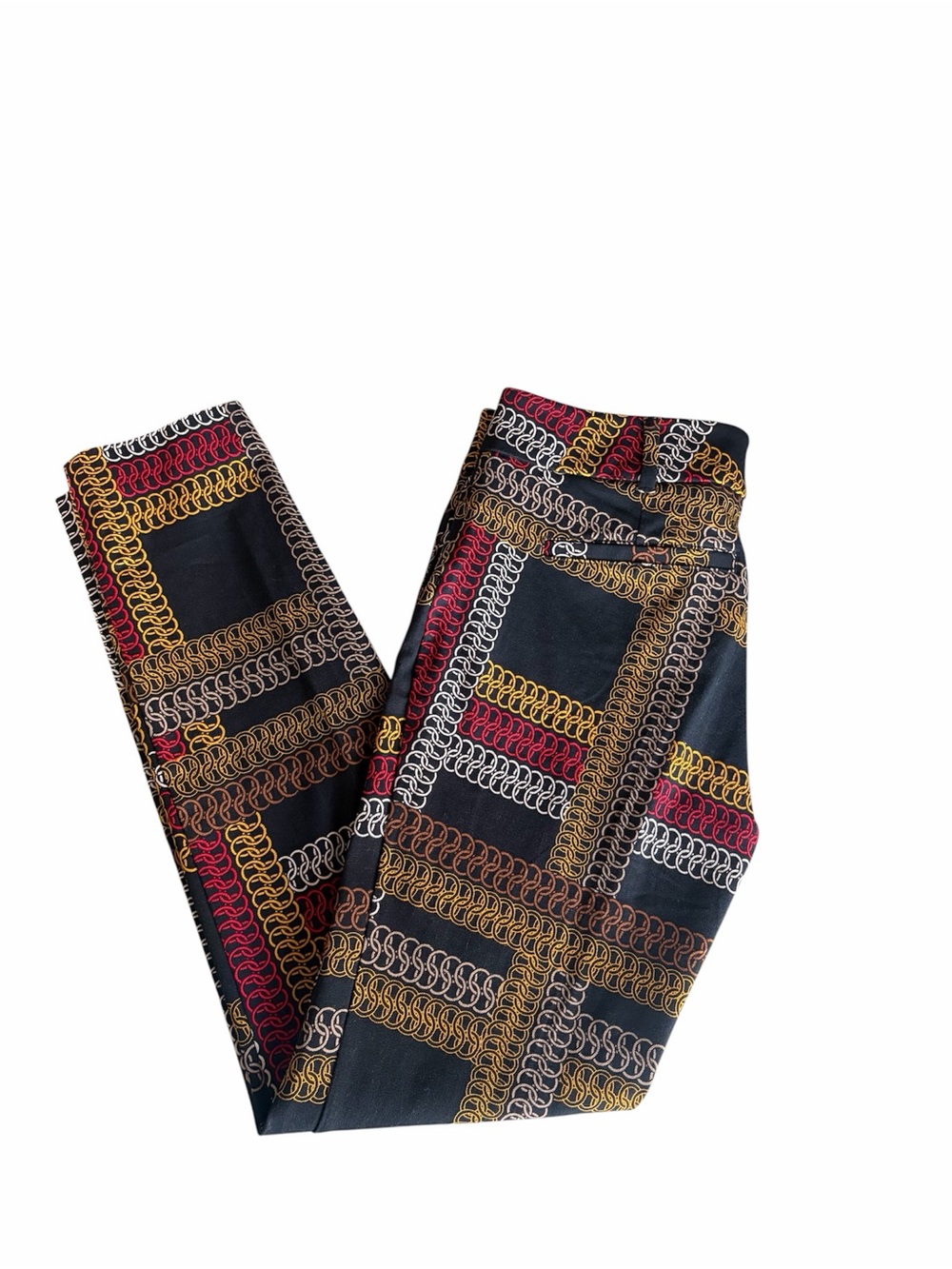 7th Avenue Design Studio Geometric Chain Print Slim Ankle Pants Size 6